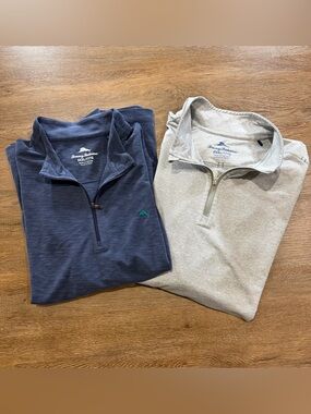 Tommy Bahama Men's 1/4 Zip Pullover - Navy and Light Gray Shirt Bundle XXXL